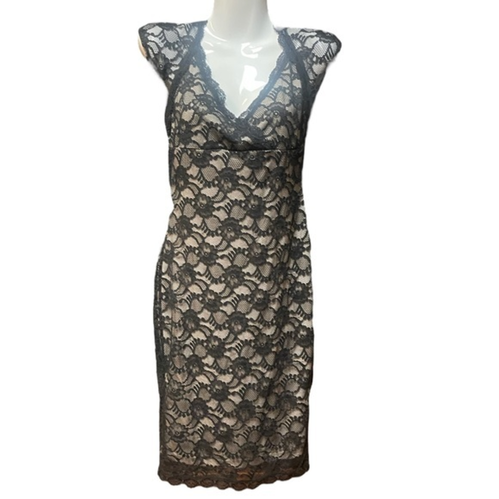 Miusol Women's Size Small‎ Black Floral Lace Dress